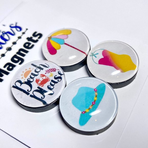 Set of 4 Magnets - Beach Please Glass Refrigerator Kitchen Whiteboard - Picture 2 of 3